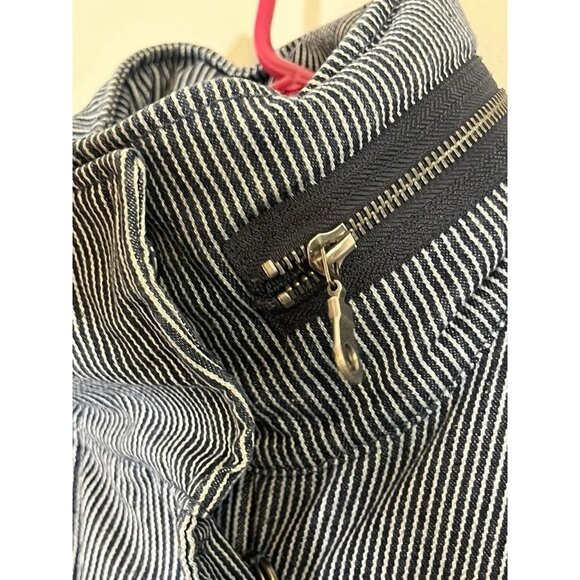 Retro Railroad Stripe Jacket XL Blue Utility Neutral Classic Chic Preppy 80s - Picture 6 of 12